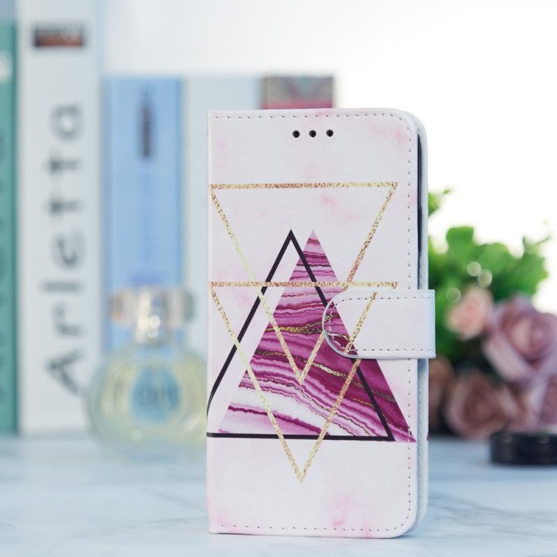 Folio-hoesje voor Samsung Galaxy A54 5G Met Ketting Marmer In Strappy-stijl