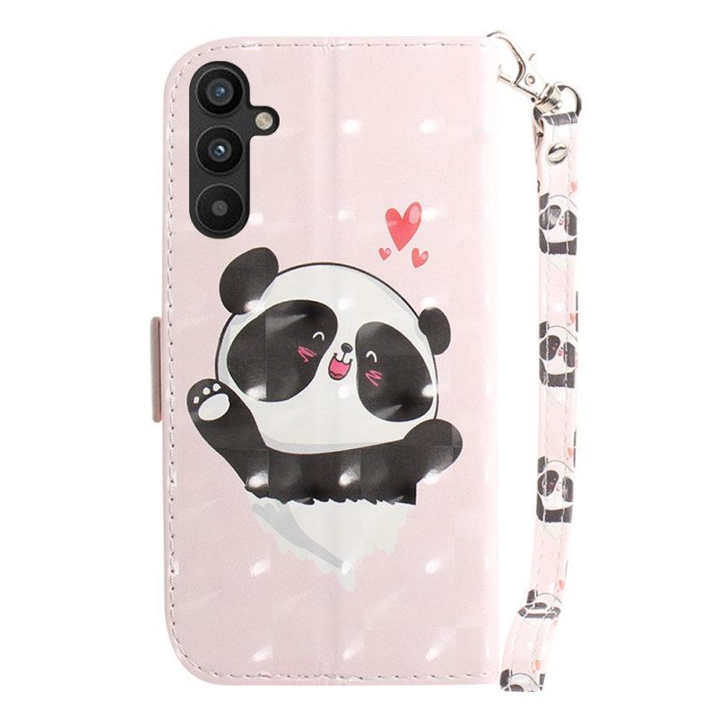 Folio-hoesje voor Samsung Galaxy A54 5G Met Ketting Panda Love Met Sleutelkoord