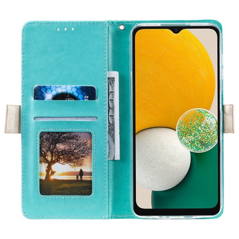 Folio-hoesje voor Samsung Galaxy A54 5G Met Ketting Portemonnee Met Kanten Riem