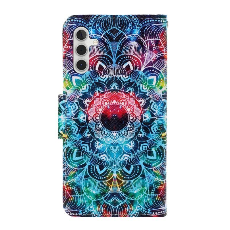 Folio-hoesje voor Samsung Galaxy A54 5G Met Ketting Strakke Mandala