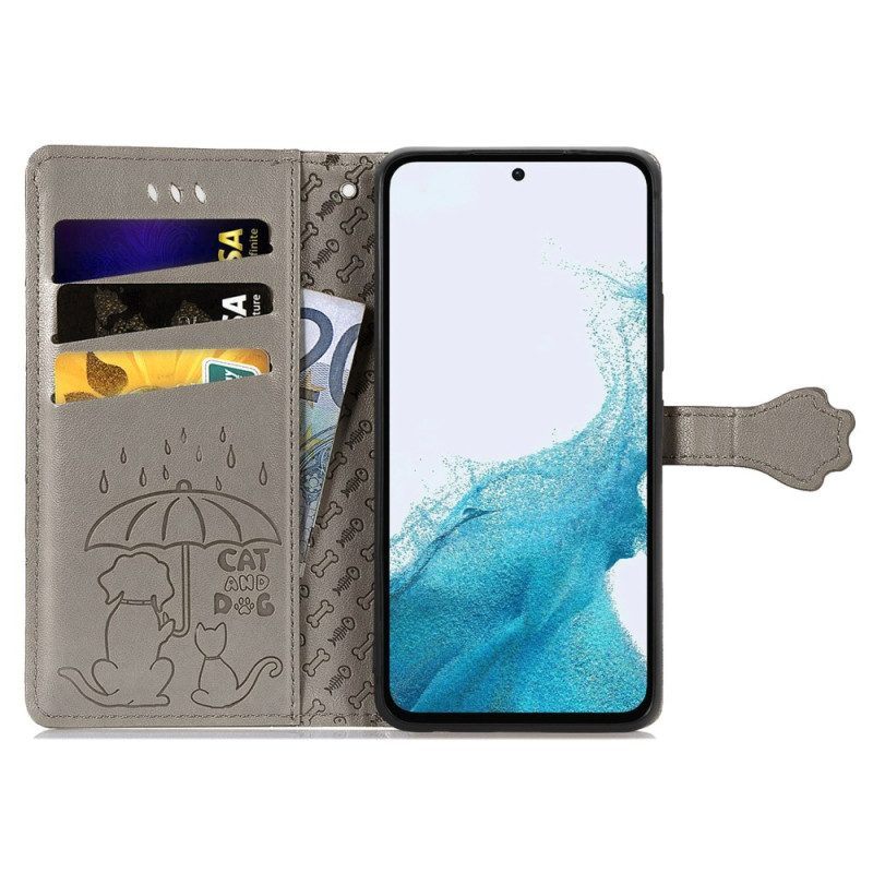 Folio-hoesje voor Samsung Galaxy A54 5G Met Ketting String Dieren