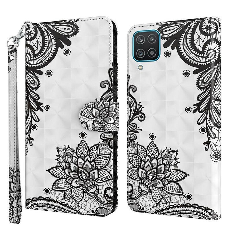 Folio-hoesje voor Samsung Galaxy M12 / A12 Chique Kant