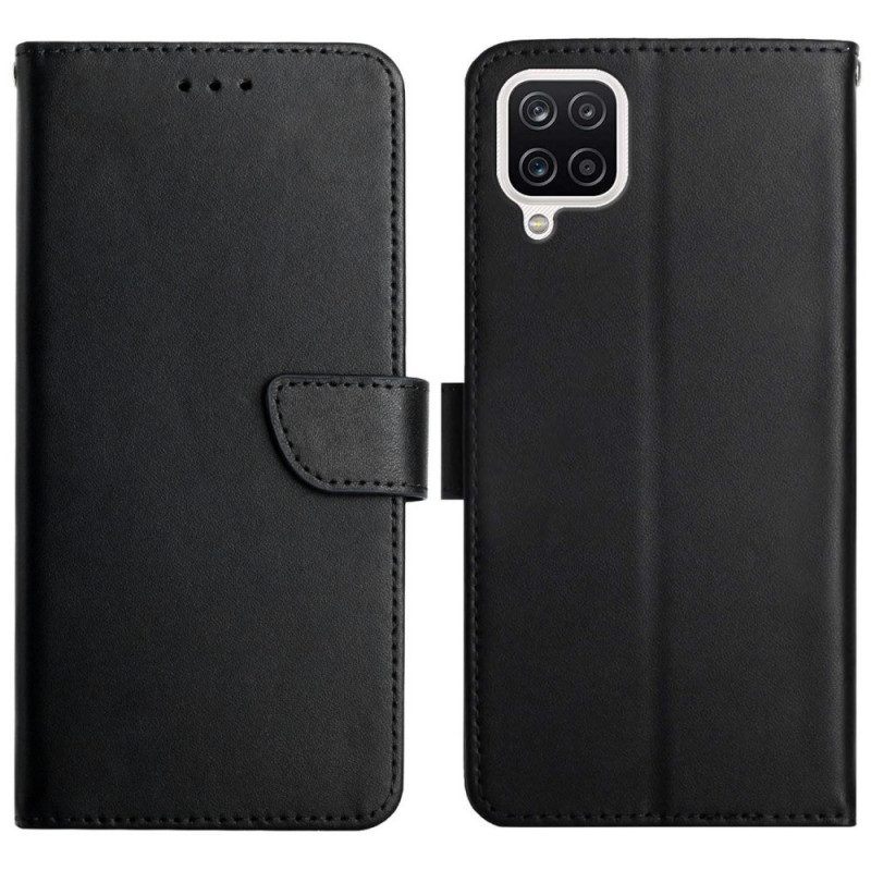 Folio-hoesje voor Samsung Galaxy M12 / A12 Echt Nappaleer