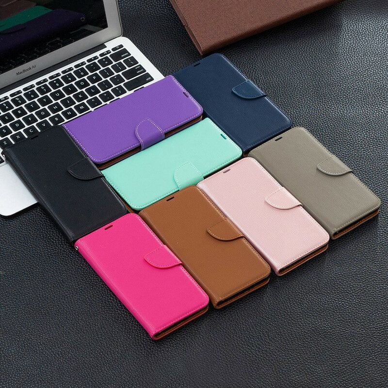 Folio-hoesje voor Samsung Galaxy M12 / A12 Flip Case Lychee Rabat Schuin