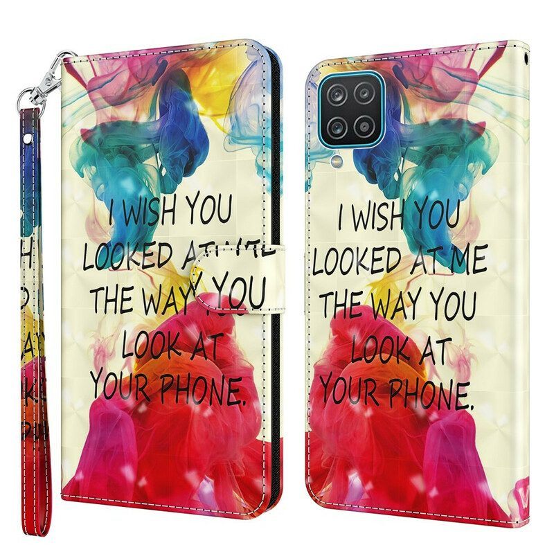 Folio-hoesje voor Samsung Galaxy M12 / A12 Lichtpunt I Wish Met Lanyard