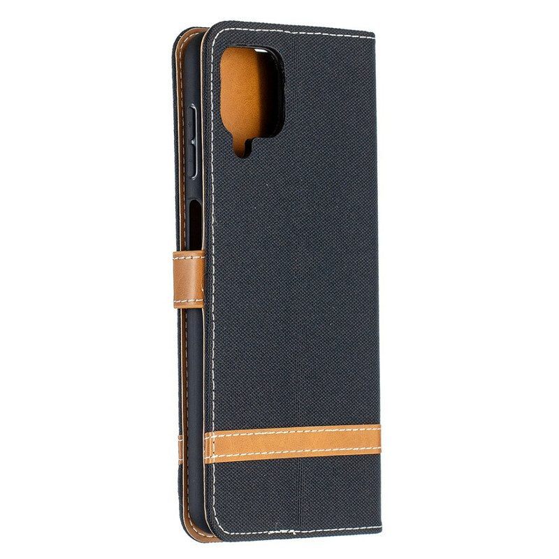 Folio-hoesje voor Samsung Galaxy M12 / A12 Met Ketting Band Van Stof En Leereffect