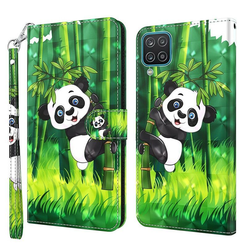 Folio-hoesje voor Samsung Galaxy M12 / A12 Panda En Bamboe