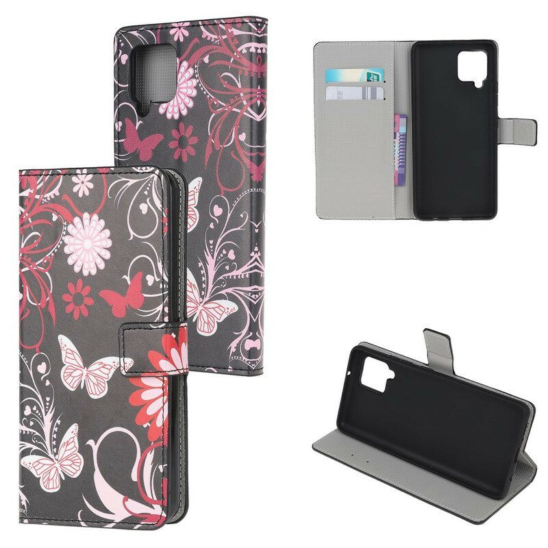 Folio-hoesje voor Samsung Galaxy M12 / A12 Vlinders En Bloemen