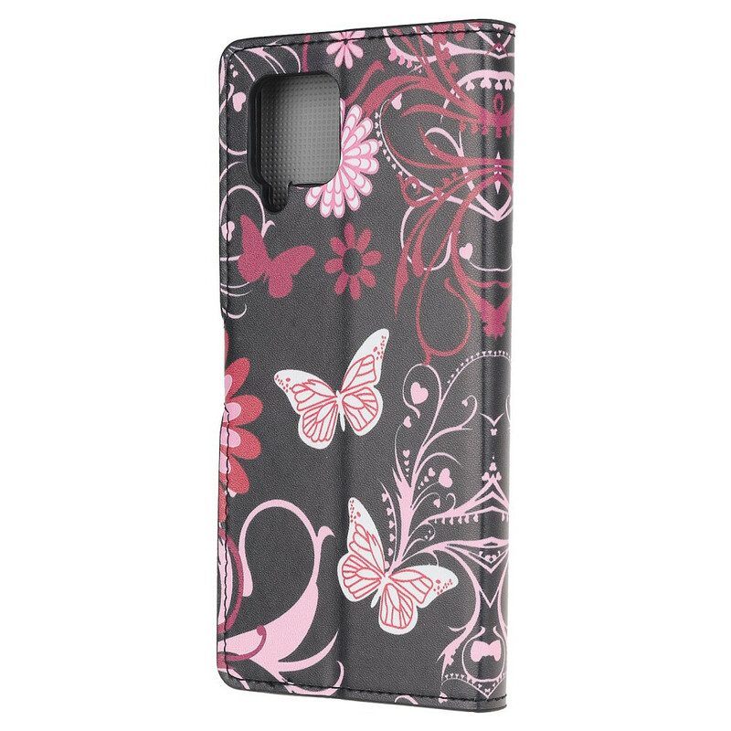 Folio-hoesje voor Samsung Galaxy M12 / A12 Vlinders En Bloemen