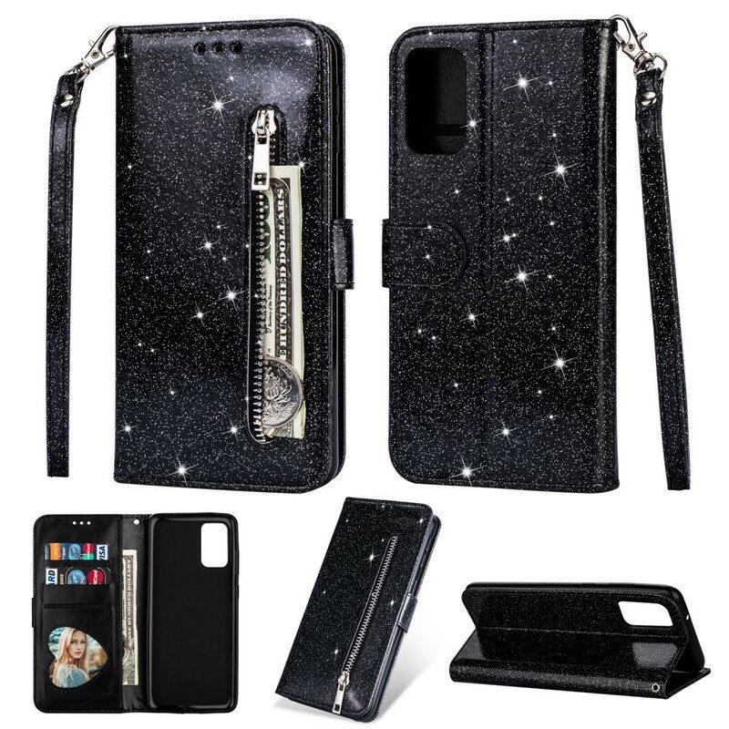 Folio-hoesje voor Samsung Galaxy S20 Plus / S20 Plus 5G Glitter Portemonnee