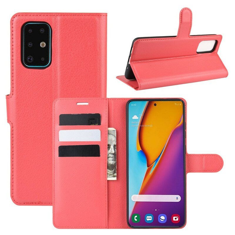 Folio-hoesje voor Samsung Galaxy S20 Plus / S20 Plus 5G Klassiek Lychee Kunstleer