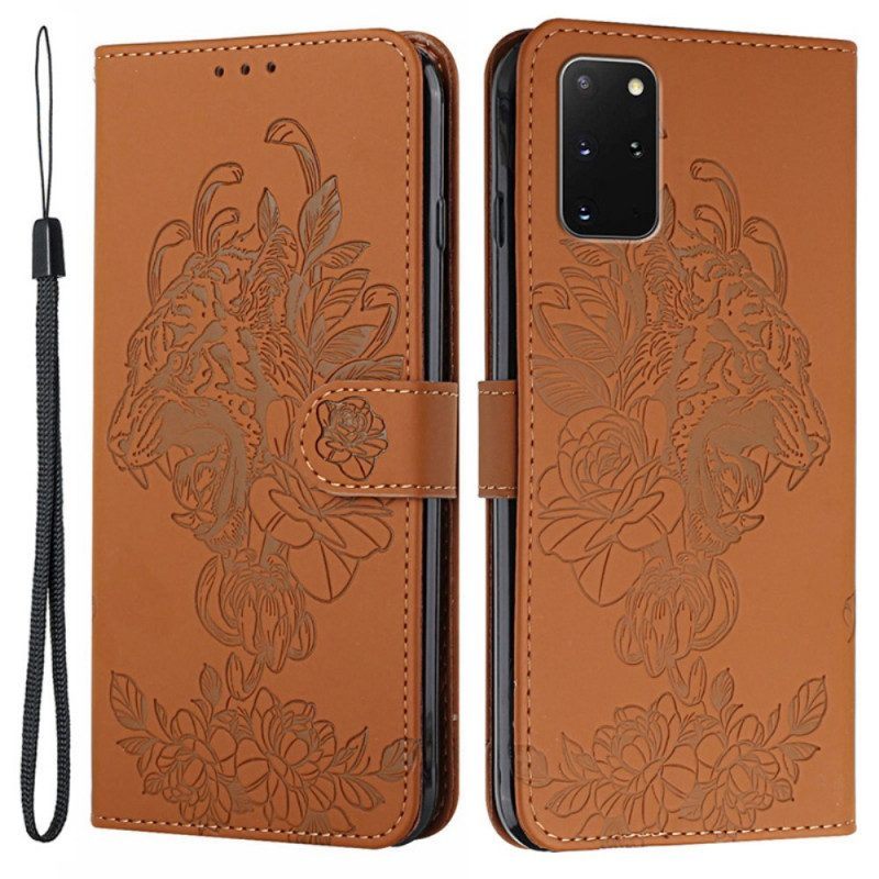 Folio-hoesje voor Samsung Galaxy S20 Plus / S20 Plus 5G Met Ketting Barokke Strappy Tijger