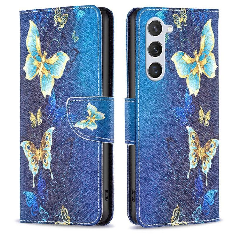 Folio-hoesje voor Samsung Galaxy S23 5G Gouden Vlinders