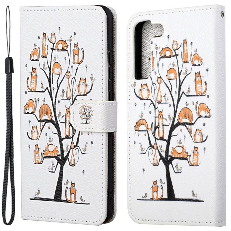 Folio-hoesje voor Samsung Galaxy S23 5G Met Ketting Katten In De String Tree