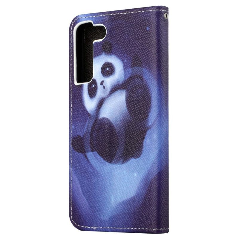 Folio-hoesje voor Samsung Galaxy S23 5G Met Ketting Strakke Panda