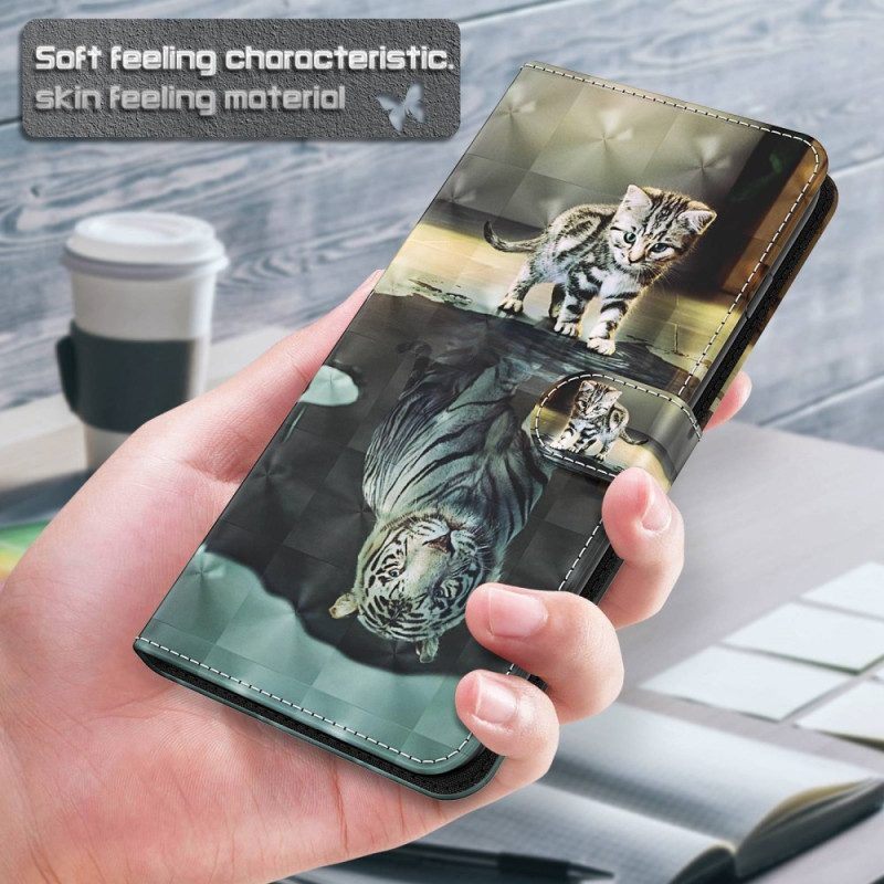 Folio-hoesje voor Samsung Galaxy S23 5G Met Ketting Strappy Kitten Droom
