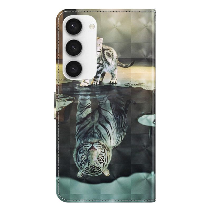 Folio-hoesje voor Samsung Galaxy S23 5G Met Ketting Strappy Kitten Droom