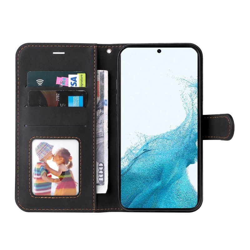 Folio-hoesje voor Samsung Galaxy S23 5G Tweekleurig Met Riem