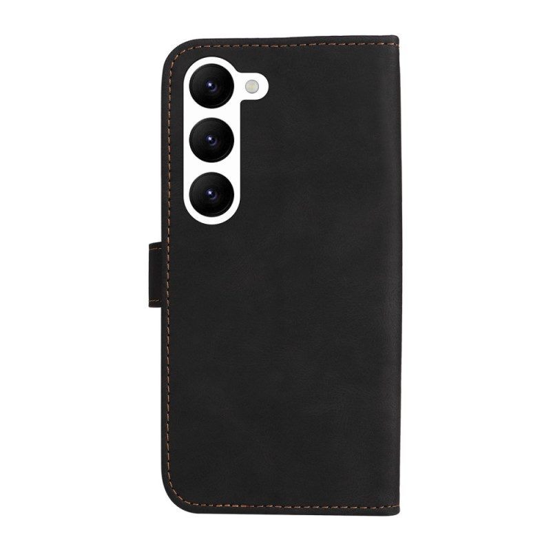 Folio-hoesje voor Samsung Galaxy S23 5G Tweekleurig Met Riem