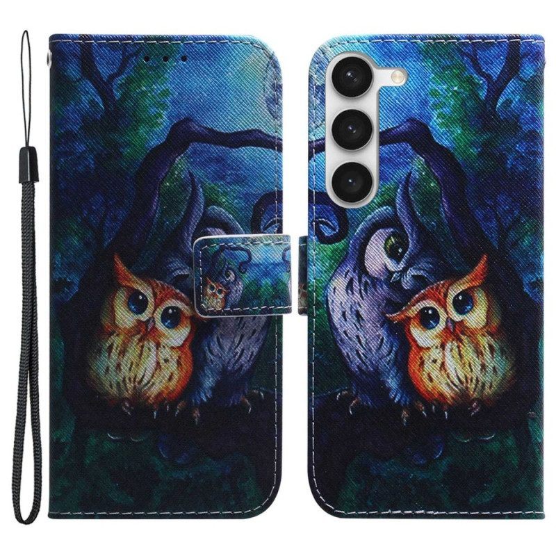 Folio-hoesje voor Samsung Galaxy S23 5G Uilen Schilderen