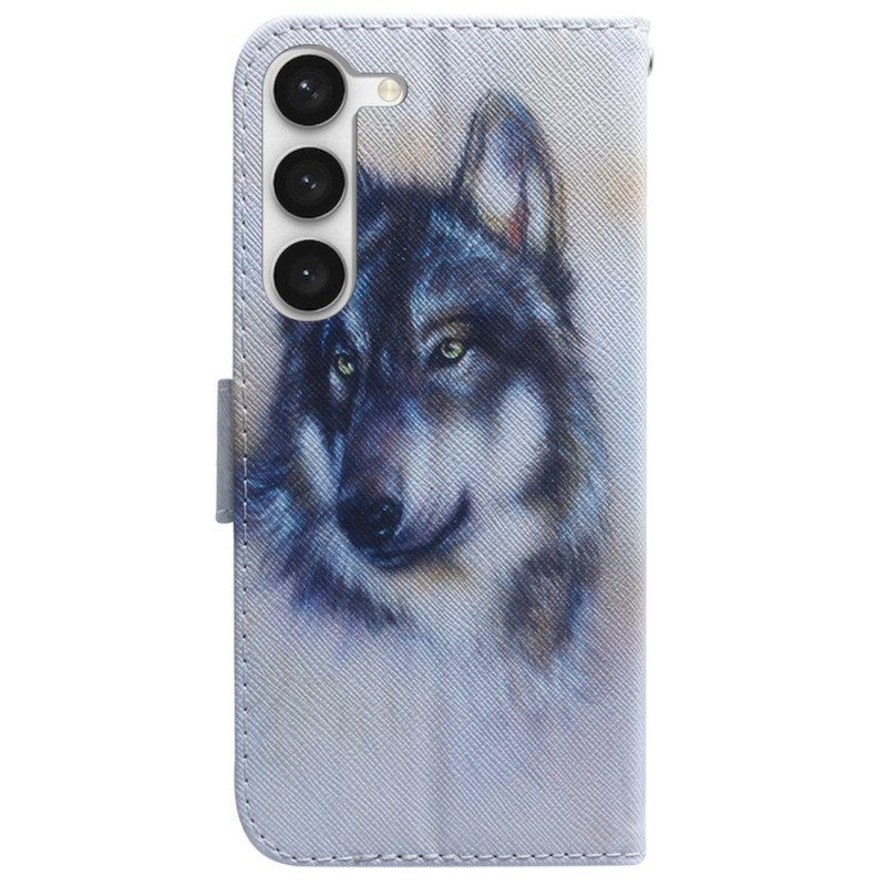 Folio-hoesje voor Samsung Galaxy S23 Plus 5G Aquarel Wolf