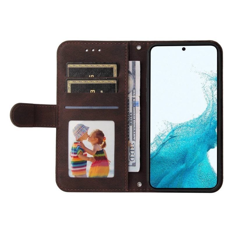 Folio-hoesje voor Samsung Galaxy S23 Plus 5G Leerstijl Met Decoratieve Klinknagel