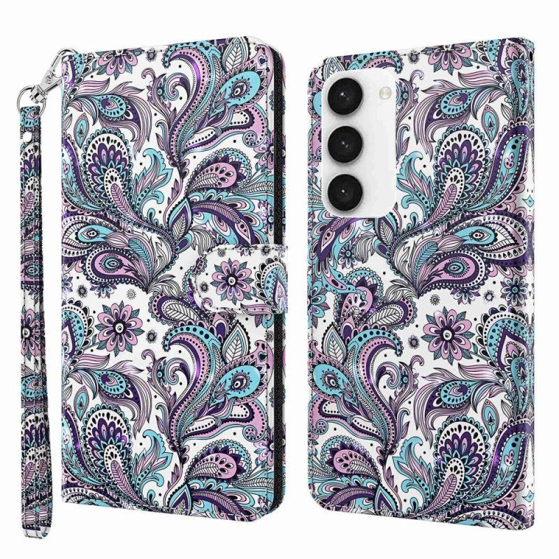 Folio-hoesje voor Samsung Galaxy S23 Plus 5G Met Ketting Paisley-patroon Met Bandjes