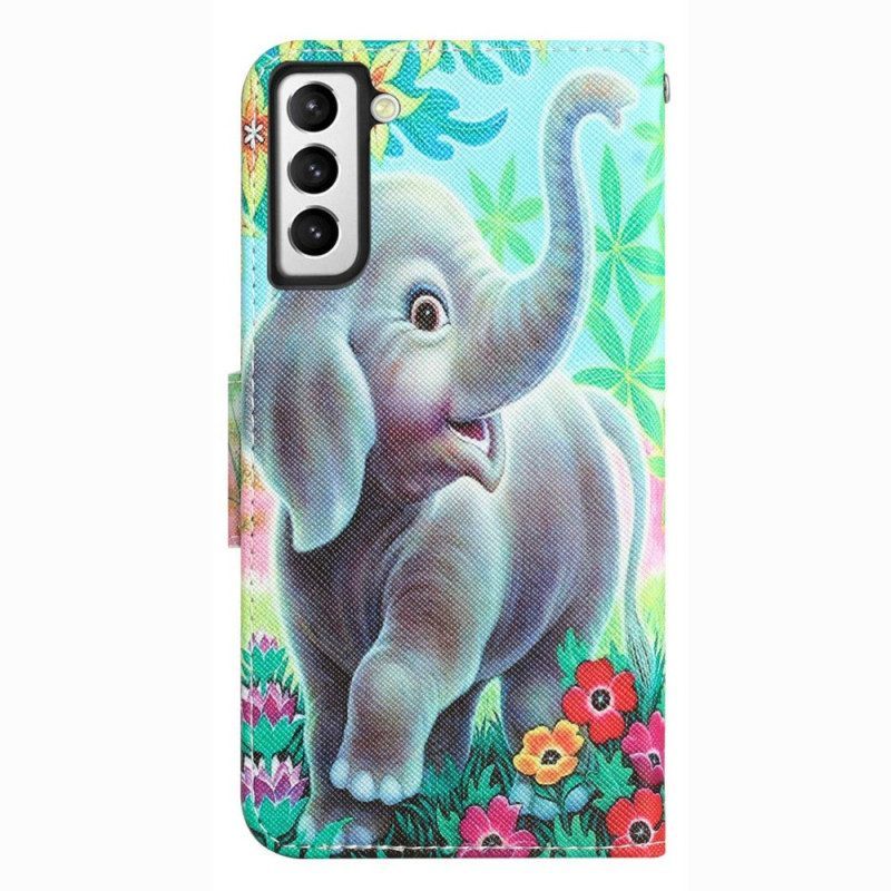 Folio-hoesje voor Samsung Galaxy S23 Plus 5G Met Ketting String Olifant