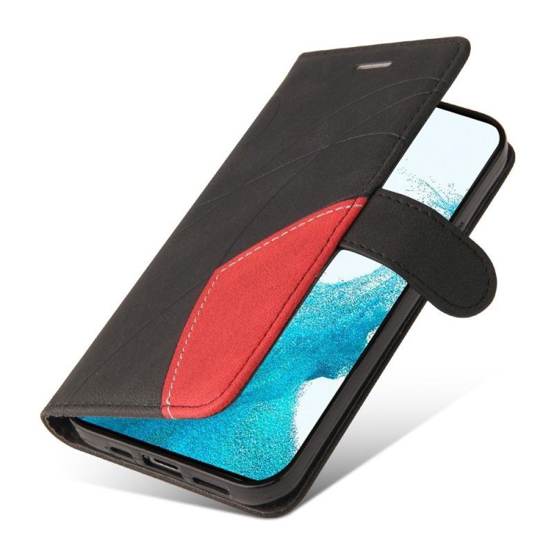 Folio-hoesje voor Samsung Galaxy S23 Plus 5G Met Ketting Tweekleurige Riem