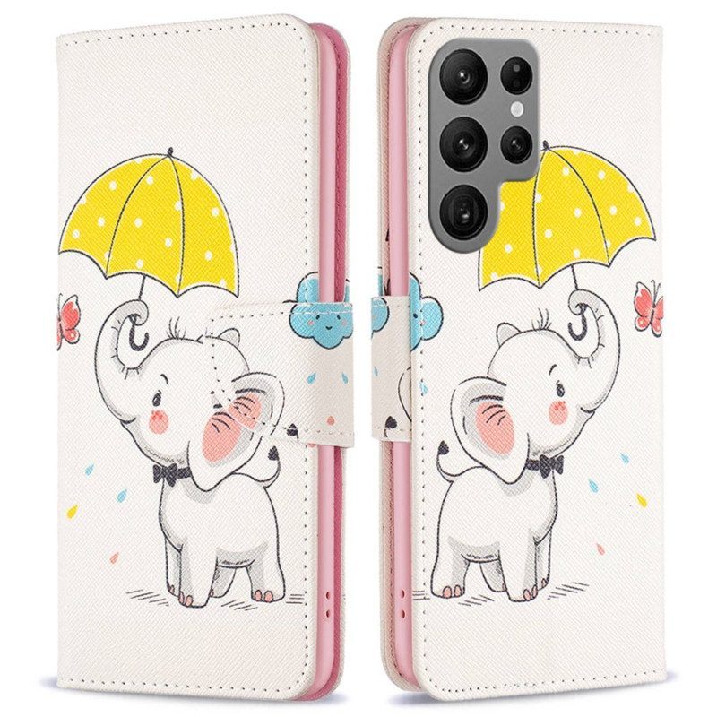 Folio-hoesje voor Samsung Galaxy S23 Ultra 5G Baby Olifant