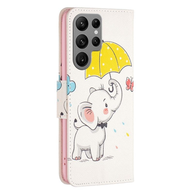 Folio-hoesje voor Samsung Galaxy S23 Ultra 5G Baby Olifant