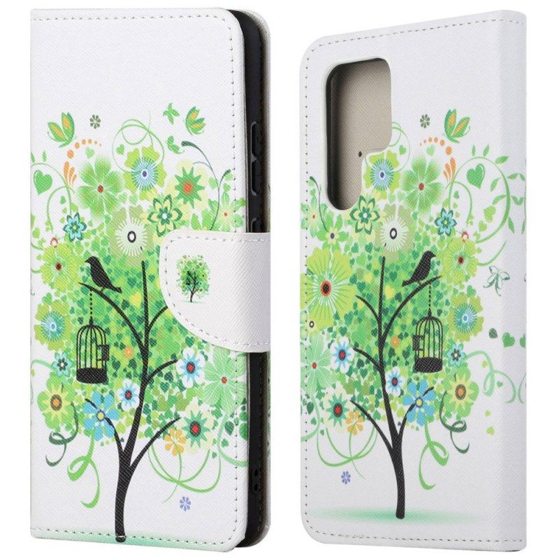 Folio-hoesje voor Samsung Galaxy S23 Ultra 5G Boom Met Groen Blad