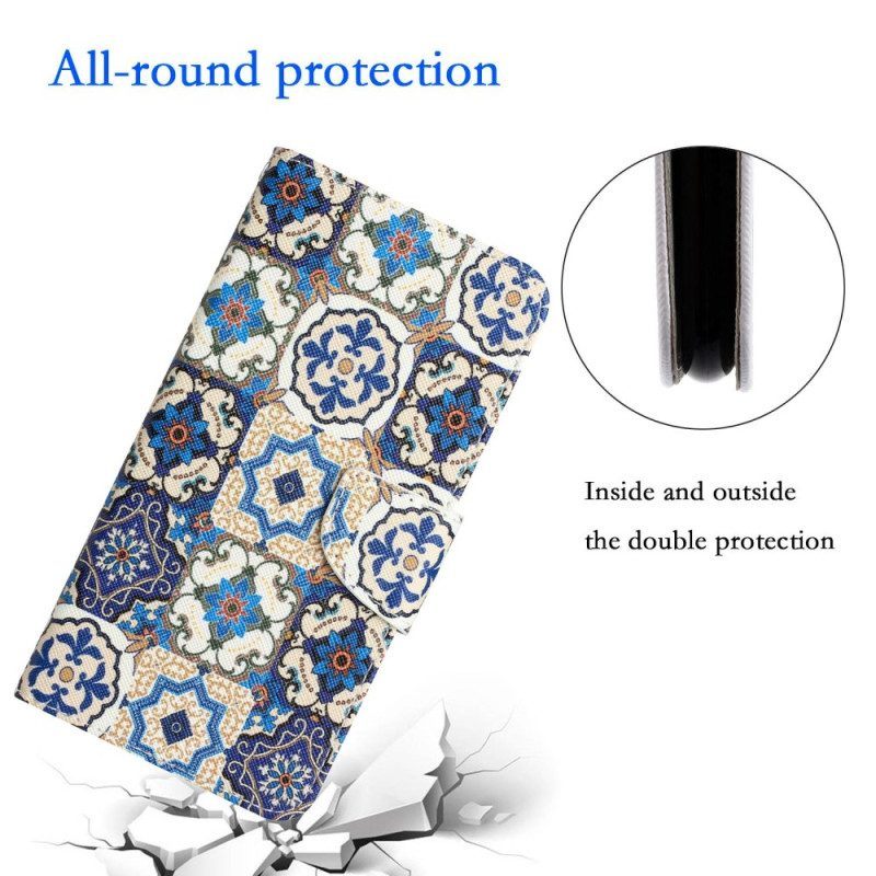 Folio-hoesje voor Samsung Galaxy S23 Ultra 5G Met Ketting Bandjes Patchwork