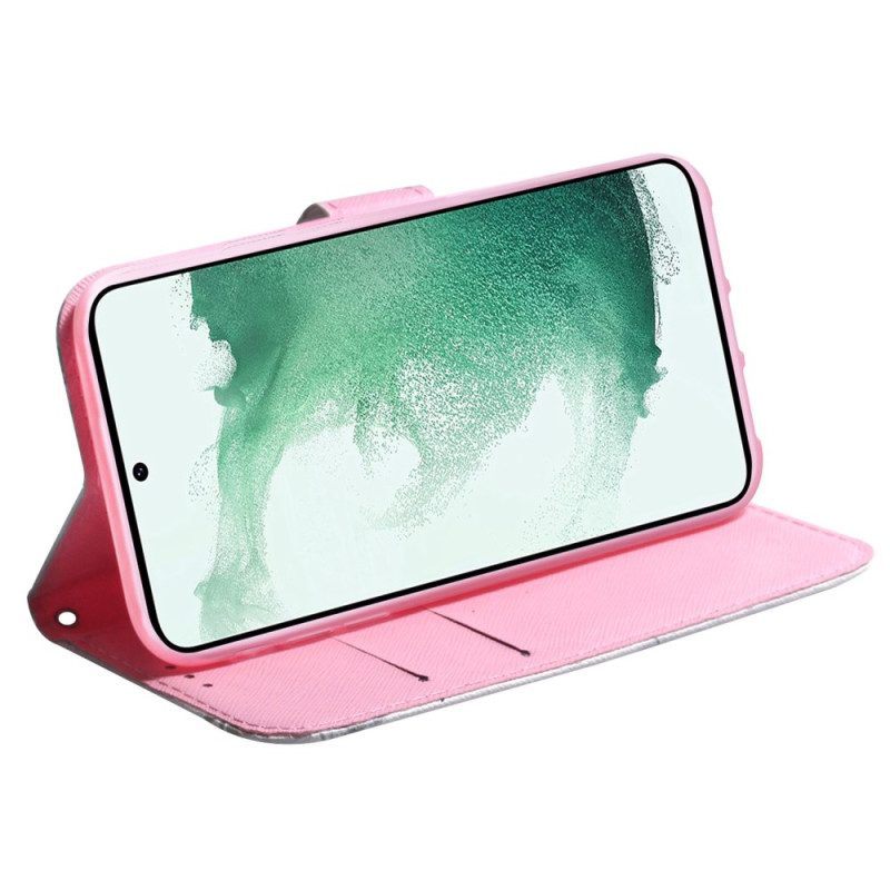 Folio-hoesje voor Samsung Galaxy S23 Ultra 5G Roze Bloem