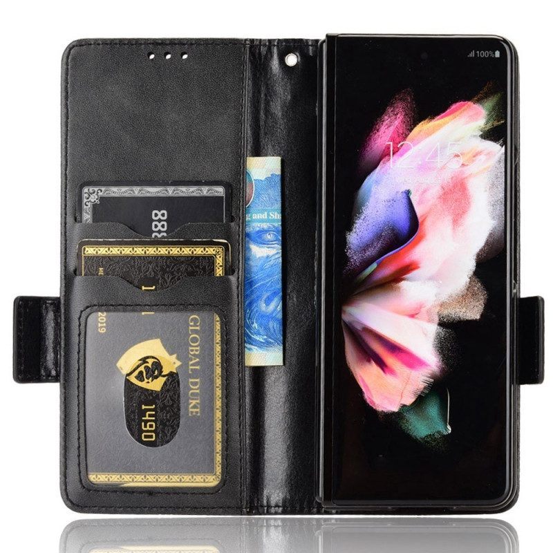 Folio-hoesje voor Samsung Galaxy Z Fold 4 Patroon Geperforeerde Driehoeken Lanyard