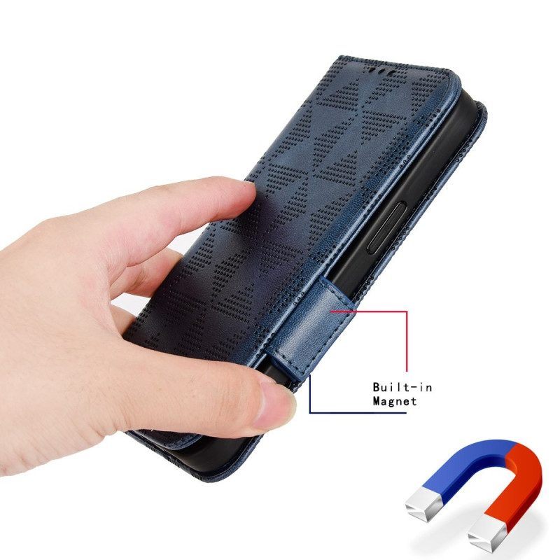 Folio-hoesje voor Samsung Galaxy Z Fold 4 Patroon Geperforeerde Driehoeken Lanyard