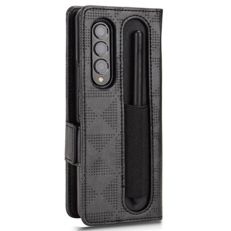 Folio-hoesje voor Samsung Galaxy Z Fold 4 Patroon Geperforeerde Driehoeken Lanyard