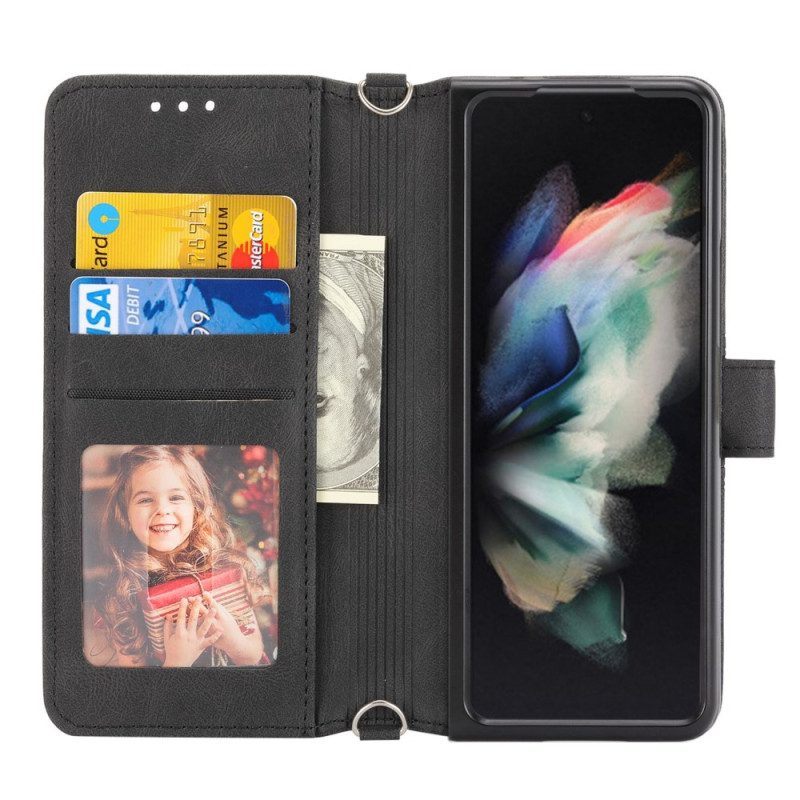 Folio-hoesje voor Samsung Galaxy Z Fold 4 Riempatroon Van Imitatieleer