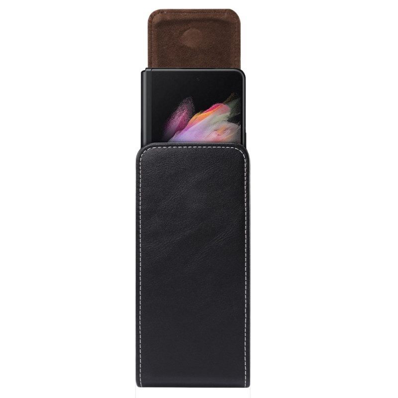 Folio-hoesje voor Samsung Galaxy Z Fold 4 Riemtasje Van Microvezelleer