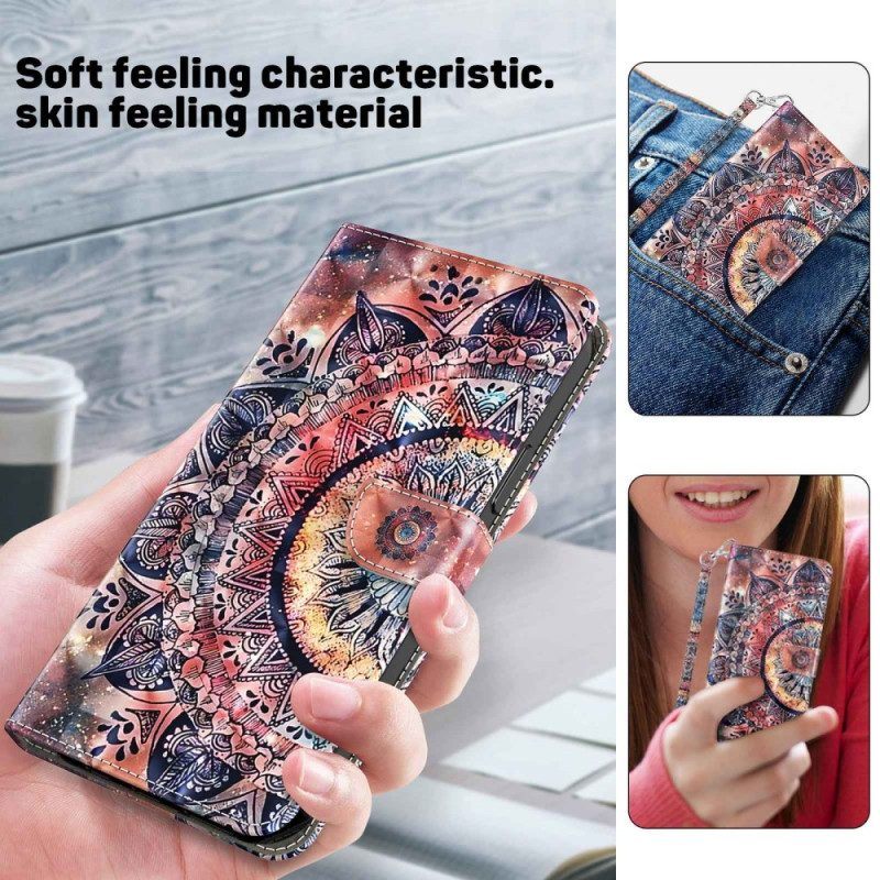 Folio-hoesje voor Sony Xperia 5 IV Met Ketting Kleurrijke Strappy Mandala