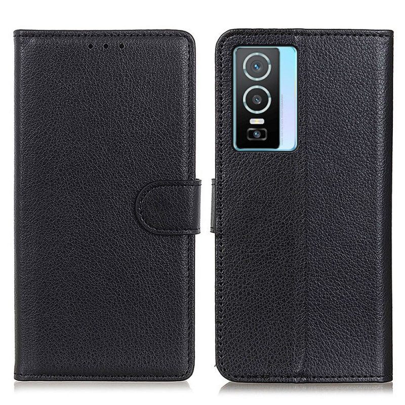 Folio-hoesje voor Vivo Y76 5G Lychee-textuur