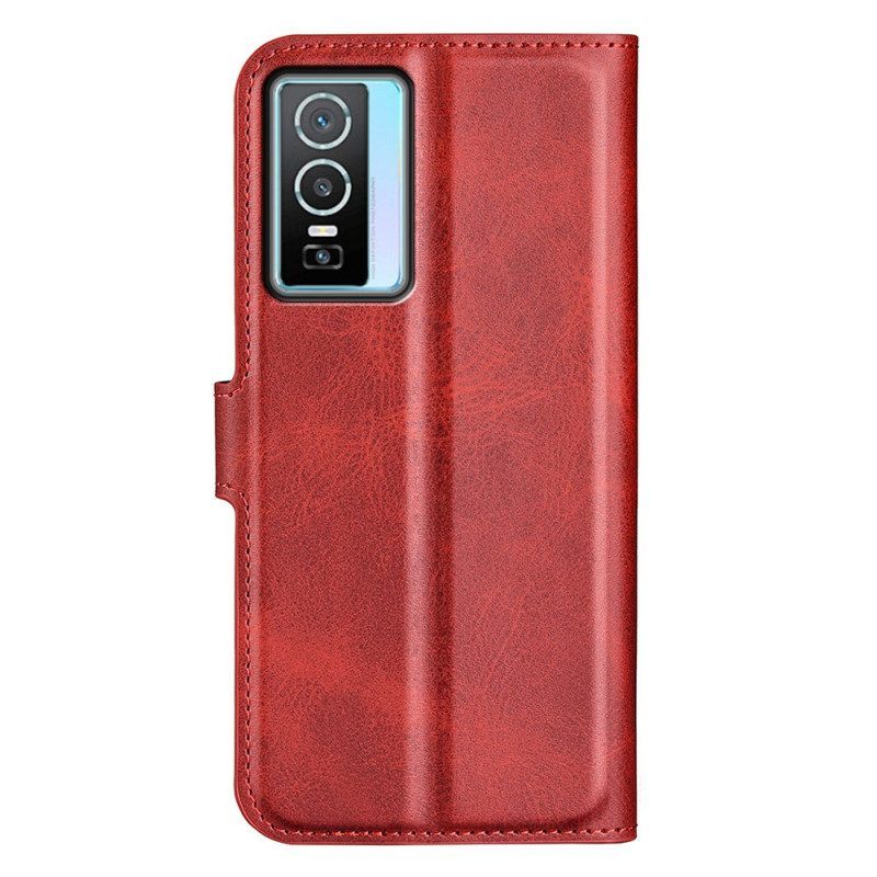 Folio-hoesje voor Vivo Y76 5G Slank Extreem Leereffect