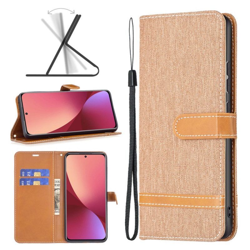 Folio-hoesje voor Xiaomi 12 / 12X Met Ketting Band Van Stof En Leereffect