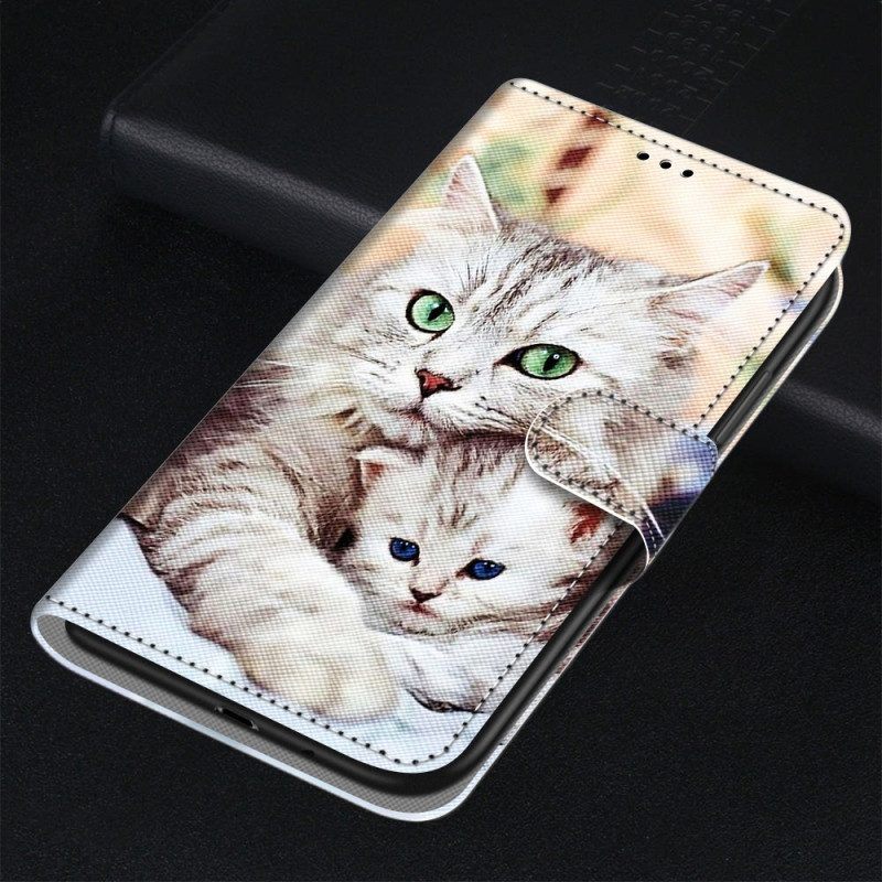 Folio-hoesje voor Xiaomi 12 / 12X Met Ketting Strappy Cat-familie