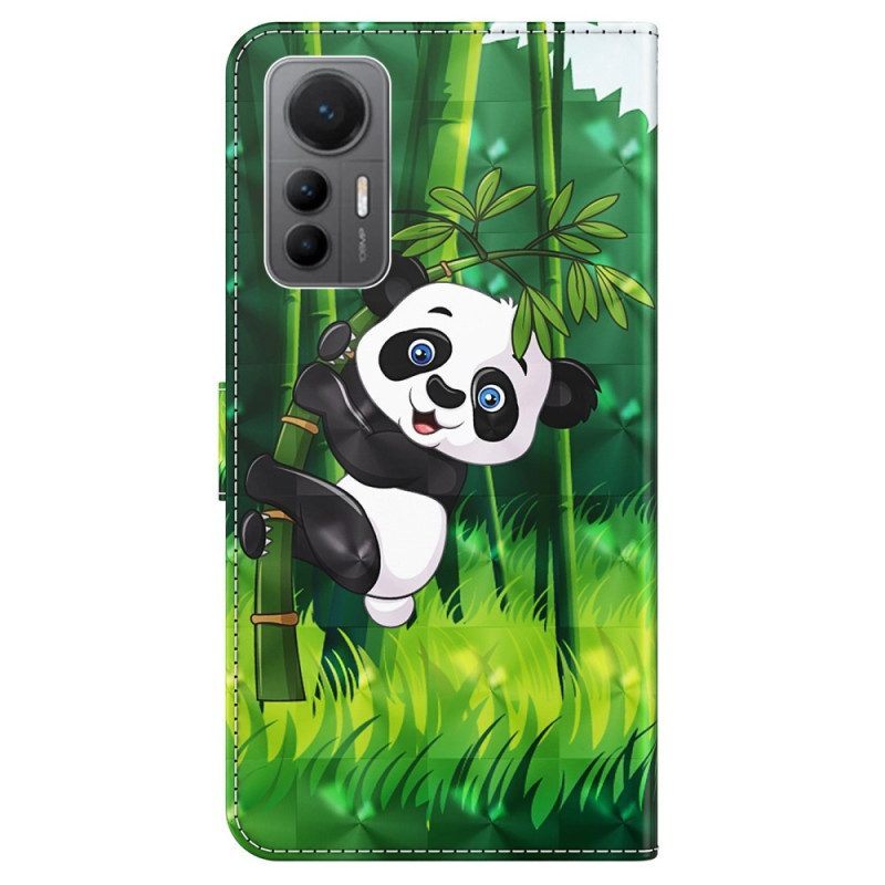 Folio-hoesje voor Xiaomi 12 Lite Met Ketting Bamboe Panda Met Lanyard