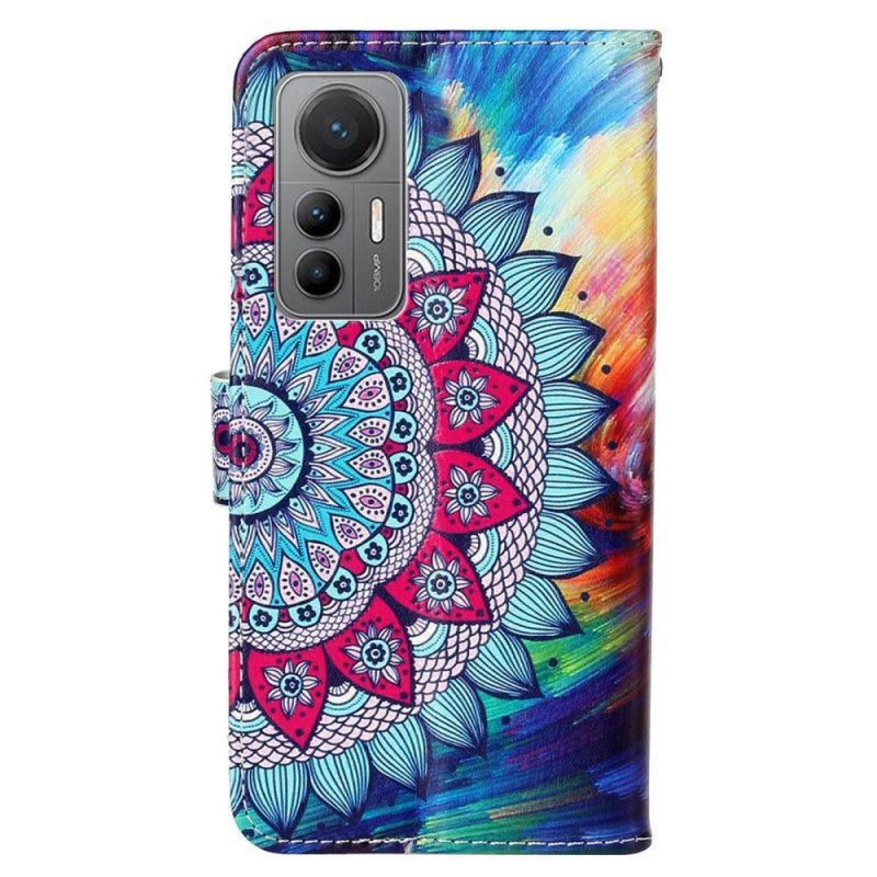 Folio-hoesje voor Xiaomi 12 Lite Met Ketting Kleurrijke Strappy Mandala