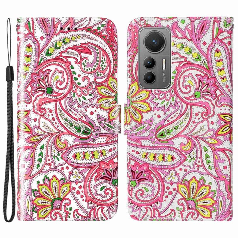 Folio-hoesje voor Xiaomi 12 Lite Met Ketting Paisley-patroon Met Bandjes