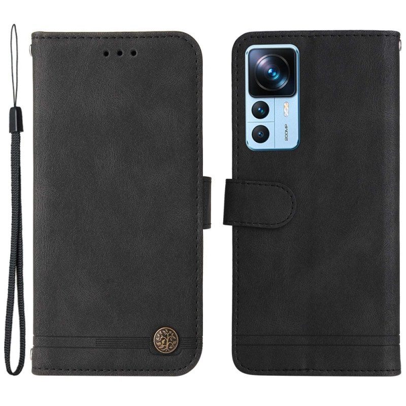 Folio-hoesje voor Xiaomi 12T / 12T Pro Decoratieve Klinknagel En Koord