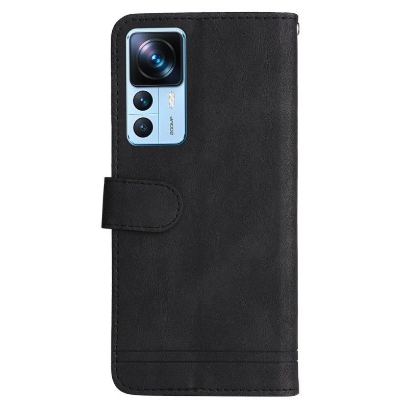 Folio-hoesje voor Xiaomi 12T / 12T Pro Decoratieve Klinknagel En Koord