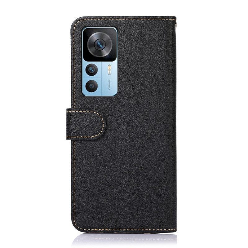 Folio-hoesje voor Xiaomi 12T / 12T Pro Lychee-stijl Rfid Khazneh